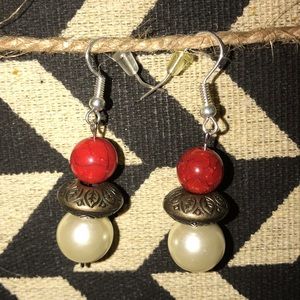 Red and white earrings